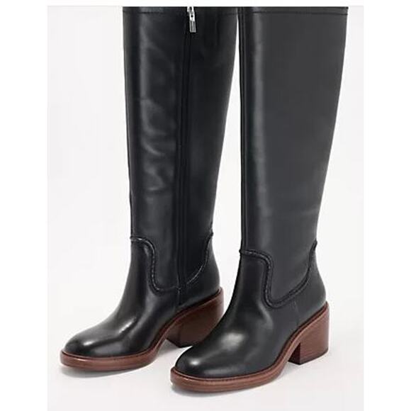 NEW Vince Camuto Women's Vuliann Knee High Boots black leather size 5.5 - Picture 1 of 8